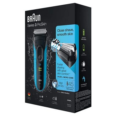 Afeitadora - BRAUN 3040, 50 min, Uso inalámbrico, Azul