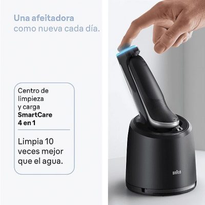 Afeitadora - Braun Afeitadora Eléctrica Series 6 62-S7650CC, Chamartín SmartCare, +2 Accesorios, 60 min autonomía, Afeitado en seco y en mojado, Plata