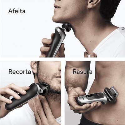Afeitadora - Braun Afeitadora Eléctrica Series 6 62-S7650CC, Chamartín SmartCare, +2 Accesorios, 60 min autonomía, Afeitado en seco y en mojado, Plata