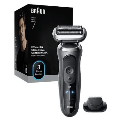 Afeitadora - Braun Afeitadora eléctrica Series 7 72-G1200S, 3 modos, 1 accesorio de precisión, 60 min autonomía, Afeitado en seco y en mojado, Gris
