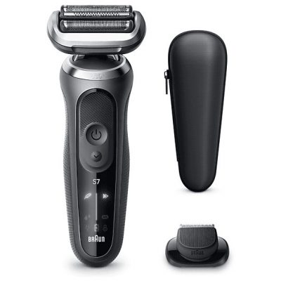 Afeitadora - Braun Afeitadora eléctrica Series 7 72-G1200S, 3 modos, 1 accesorio de precisión, 60 min autonomía, Afeitado en seco y en mojado, Gris