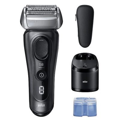 Afeitadora - Braun Afeitadora eléctrica Series 8 8663CC, SensoAdapt, 60 min autonomía, Chamartín SmartCare, Afeitado en seco y en mojado, Gris