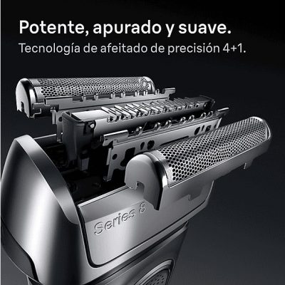 Afeitadora - Braun Afeitadora eléctrica Series 8 8663CC, SensoAdapt, 60 min autonomía, Chamartín SmartCare, Afeitado en seco y en mojado, Gris