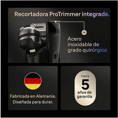 Afeitadora - Braun Afeitadora eléctrica Series 9 PRO+ 9600s, Pro SensoAdapt, 60 minutos autonomía, Afeitado en seco y en mojado, Negro