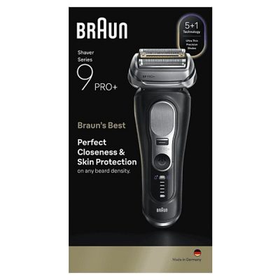 Afeitadora - Braun Afeitadora eléctrica Series 9 PRO+ 9600s, Pro SensoAdapt, 60 minutos autonomía, Afeitado en seco y en mojado, Negro