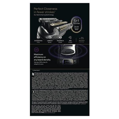Afeitadora - Braun Afeitadora eléctrica Series 9 PRO+ 9600s, Pro SensoAdapt, 60 minutos autonomía, Afeitado en seco y en mojado, Negro