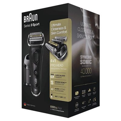Afeitadora - Braun Afeitadora eléctrica Series 9 Sport CC, Chamartín de carga y limpieza SmartCare, Wet&Dry, Autonomía 60 min, Negra