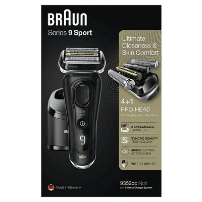 Afeitadora - Braun Afeitadora eléctrica Series 9 Sport CC, Chamartín de carga y limpieza SmartCare, Wet&Dry, Autonomía 60 min, Negra