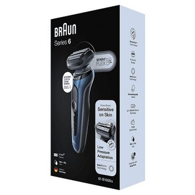 Afeitadora - BRAUN MAQUINA DE AFEITAR SERIES 6 AZUL BRAUN, 50 Min., Negro, Azul