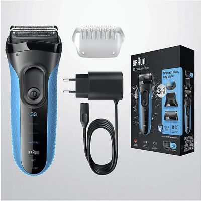 Afeitadora - BRAUN S3010BT, 45 min, Sistema de corte de triple acción., Negro