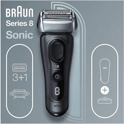Afeitadora - BRAUN Serie 8 8413S, 60 min, Tecnología Sonic, AutoSense, Gris