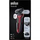 Afeitadora - Braun Series 6 61-R1200S, 3 Cuchillas, Afeitadora eléctrica para barba, EasyClick, Wet & Dry, Rojo