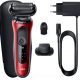 Afeitadora - Braun Series 6 61-R1200S, 3 Cuchillas, Afeitadora eléctrica para barba, EasyClick, Wet & Dry, Rojo