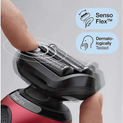 Afeitadora - Braun Series 6 61-R1200S, 3 Cuchillas, Afeitadora eléctrica para barba, EasyClick, Wet & Dry, Rojo
