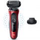 Afeitadora - Braun Series 6 61-R1200S, 3 Cuchillas, Afeitadora eléctrica para barba, EasyClick, Wet & Dry, Rojo