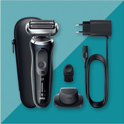Afeitadora - Braun Series 7 71-B1200S, Afeitadora eléctrica de barba, Wet & Dry, Accesorio para corte de pelo, Azul