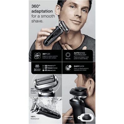 Afeitadora - Braun Series 7 71-B1200S, Afeitadora eléctrica de barba, Wet & Dry, Accesorio para corte de pelo, Azul