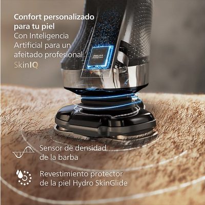 Afeitadora eléctrica - Philips i9000 X9002/10, SkinIQ IA, Levanta y Corta Triple Acción, Cabezal 360°, Uso Seco y Mojado, 50 min, Hydro SkinGlide