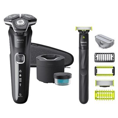 Afeitadora - PHILIPS S5898/79, 60 min, carga rápida, recortador de precisión, lavable, afeitado en seco, afeitado en húmedo, Cromo