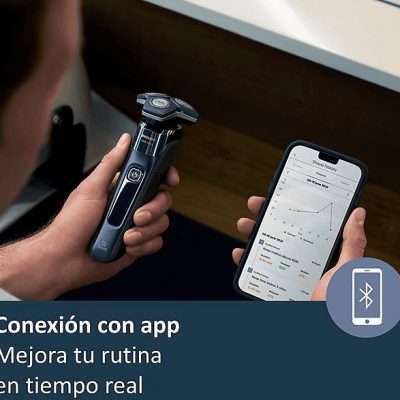 Afeitadora - Philips S7000 S7885/55, Afeitadora eléctrica, Seco y mojado, Base de limpieza, Conexión app, Soporte de carga, Cortapatillas, Azul