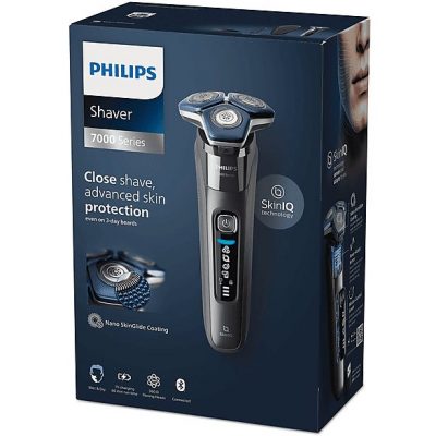 Afeitadora - Philips S7000 S7887/35, Afeitadora eléctrica, Seco y mojado, Conexión con app, Soporte carga, Cortapatillas, Cromado oscuro