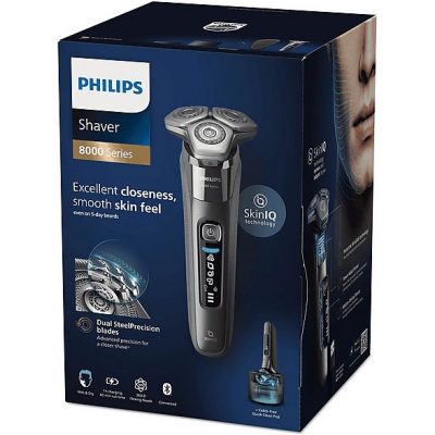 Afeitadora - PHILIPS S8697/55, 50.0 min, carga rápida, recortador de precisión, lavable, afeitado en seco, afeitado en húmedo, Cromo
