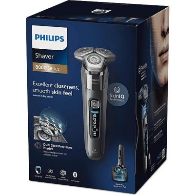 Afeitadora - PHILIPS S8697/55, 50.0 min, carga rápida, recortador de precisión, lavable, afeitado en seco, afeitado en húmedo, Cromo
