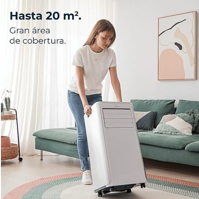 Aire acondicionado portátil - CECOTEC 08173, 9000 fg/h, 2 velocidades, 20 m², 65 dB(A), Blanco