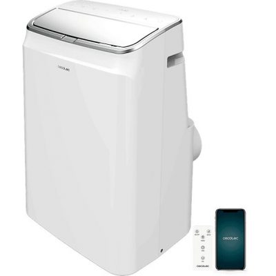 Aire acondicionado portátil - Cecotec ForceClima 12800 Soundless Heating Connected, 3024 fg/h, Bomba de calor, 5 modos, 3 veloc, Mando, Wi-Fi, Blanco
