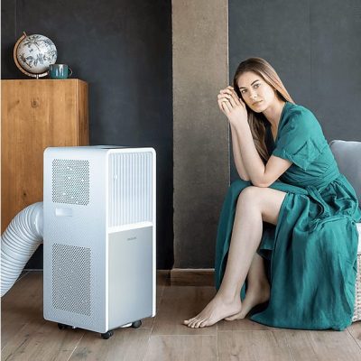 Aire acondicionado portátil - CECOTEC ForceClima 9450 Style Heating, 9000 fg/h, 2 velocidades, 25 m², 65 dB(A), blanco