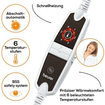 Almohadilla eléctrica - BEURER 27404, 100 W, 6, Marrón