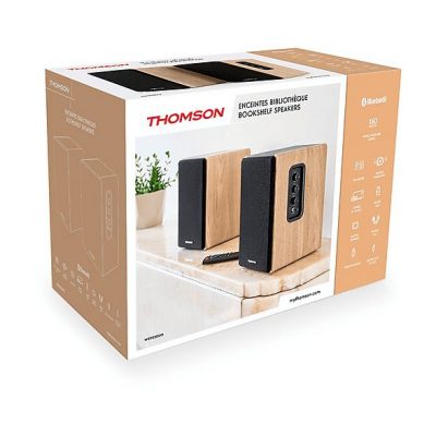 Altavoces de estantería - THOMSON WS902DUO, 150 W, Bluetooth, Madera / Negro