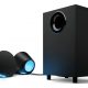 Altavoces gaming - Logitech G560, Bluetooth, RGB Lightsync, Sistema de altavoces 2.1, 240V, Control de graves, Personalizable, Negro
