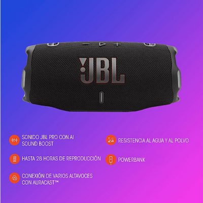 Altavoz bluetooth - JBL Charge 6, 45 W, Bluetooth, Hasta 24 horas + 4 horas con Playtime Boost, Resistente a golpes, agua y polvo, Squad