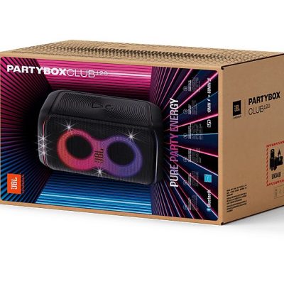 Altavoz de gran potencia - JBL PartyBox Club 120, Portátil para fiestas, Asa plegable, Bluetooth, Resistente salpicaduras, Autonomía 12h, 160W, Negro