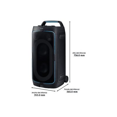 Altavoz de gran potencia - Samsung MX-ST50F/ZF, Portátil para fiestas, Asa de transporte y ruedas, Iluminación personalizable, Aut 18h, 240 W, Negro