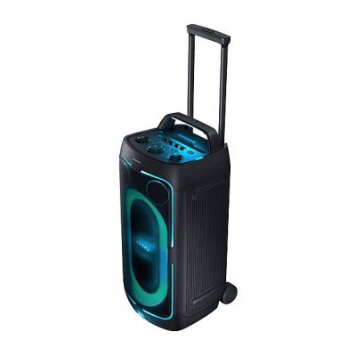 Altavoz de gran potencia - Samsung MX-ST50F/ZF, Portátil para fiestas, Asa de transporte y ruedas, Iluminación personalizable, Aut 18h, 240 W, Negro