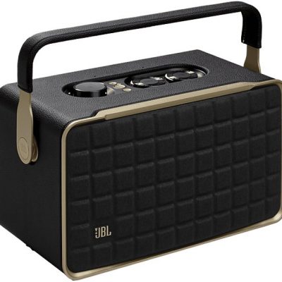 Altavoz estéreo - JBL Authentics 300, 100W, Bluetooth, Wi-Fi, asistentes de voz Google y Alexa, batería con autonomía 8h, diseño retro, Negro