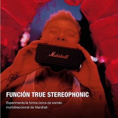 Altavoz inalámbrico - Marshall EMBERTON III, 76 W, Bluetooth, Autonomía 32 h, Micrófono, Black and Brass