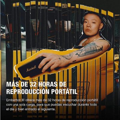 Altavoz inalámbrico - Marshall EMBERTON III, 76 W, Bluetooth, Autonomía 32 h, Micrófono, Black and Brass