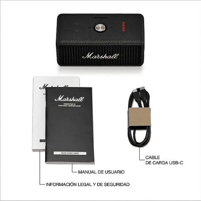 Altavoz inalámbrico - Marshall EMBERTON III, 76 W, Bluetooth, Autonomía 32 h, Micrófono, Black and Brass