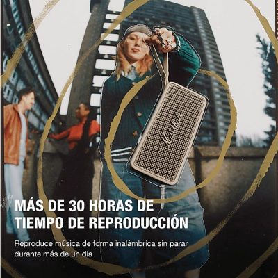 Altavoz inalámbrico - Marshall Middleton II, Bluetooth, 30 h Autonomía, Micrófono integrado, IP67, Crema