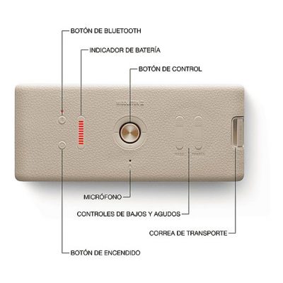 Altavoz inalámbrico - Marshall Middleton II, Bluetooth, 30 h Autonomía, Micrófono integrado, IP67, Crema