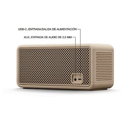 Altavoz inalámbrico - Marshall Middleton II, Bluetooth, 30 h Autonomía, Micrófono integrado, IP67, Crema