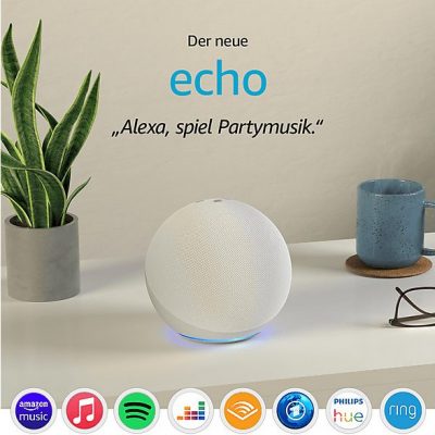 Altavoz inteligente - AMAZON L4S3RE, Amazon Alexa, Blanco