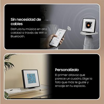 Altavoz - Samsung MUSIC FRAME HW-LS60D/ZF, Bluetooth, 6 altavoces, Dolby Atmos inalámbrico, Negro