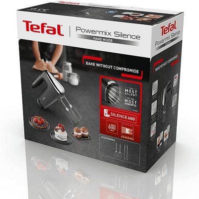 Amasadora de mano - TEFAL HT650E, 600 W, Totalmente variable velocidades, Plata