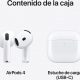 Apple AirPods 4 (2024 4ª gen), Inalámbricos, Bluetooth®, Estuche de carga USB-C, Chip H2, Siri, USB-C, Blanco