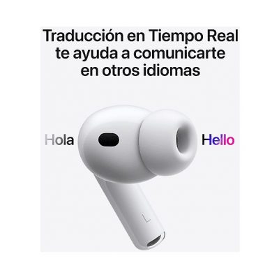 Apple AirPods Pro 3 (2025 3ª gen), Inalámbricos, Cancelación de ruido, Medición frecuencia cardíaca, Live Translation, Chip H2, USB-C, Blanco