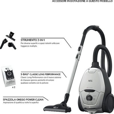 Aspirador con bolsa - AEG 900258506, 600 W, Depósito 3,5 l, Gris